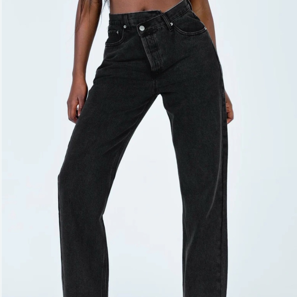 Princess Polly Black Straight Leg Jeans